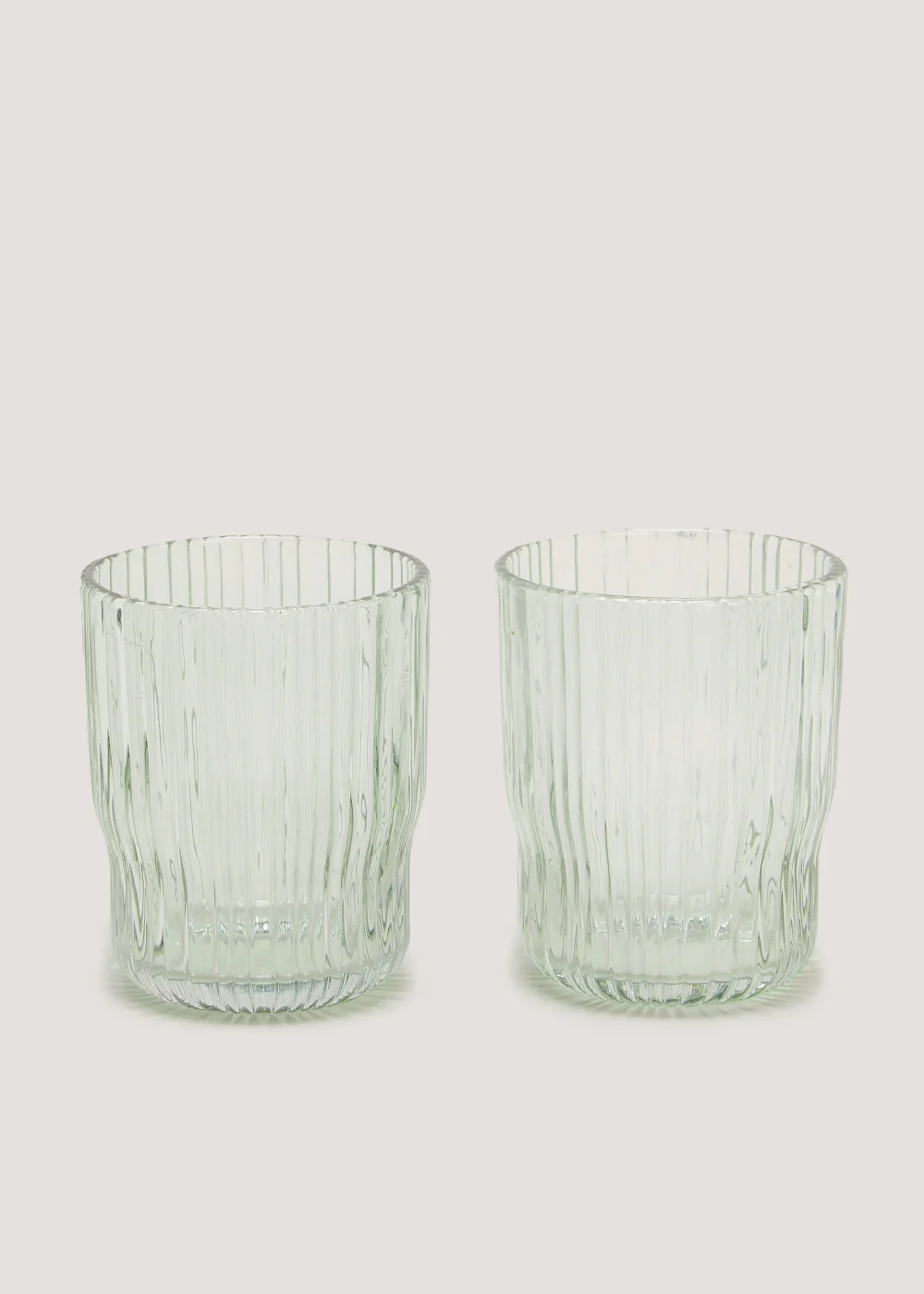 2 Pack Green Ribbed Tumbler Glasses (9.5cm x 8cm) Image 1