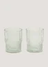 2 Pack Green Ribbed Tumbler Glasses (9.5cm x 8cm) Image 1