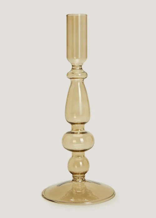 Green Curve Glass Candle Holder (21cm) Image 1