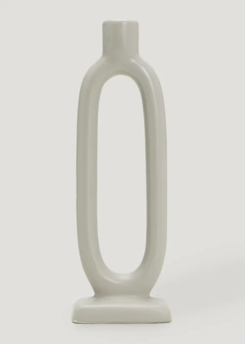 Beige Oval Candle Holder (10.5cm x 6cm x 27cm) Image 1