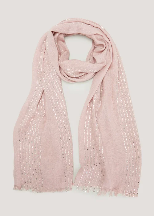 Pink Sequin Scarf - One Size Image 1
