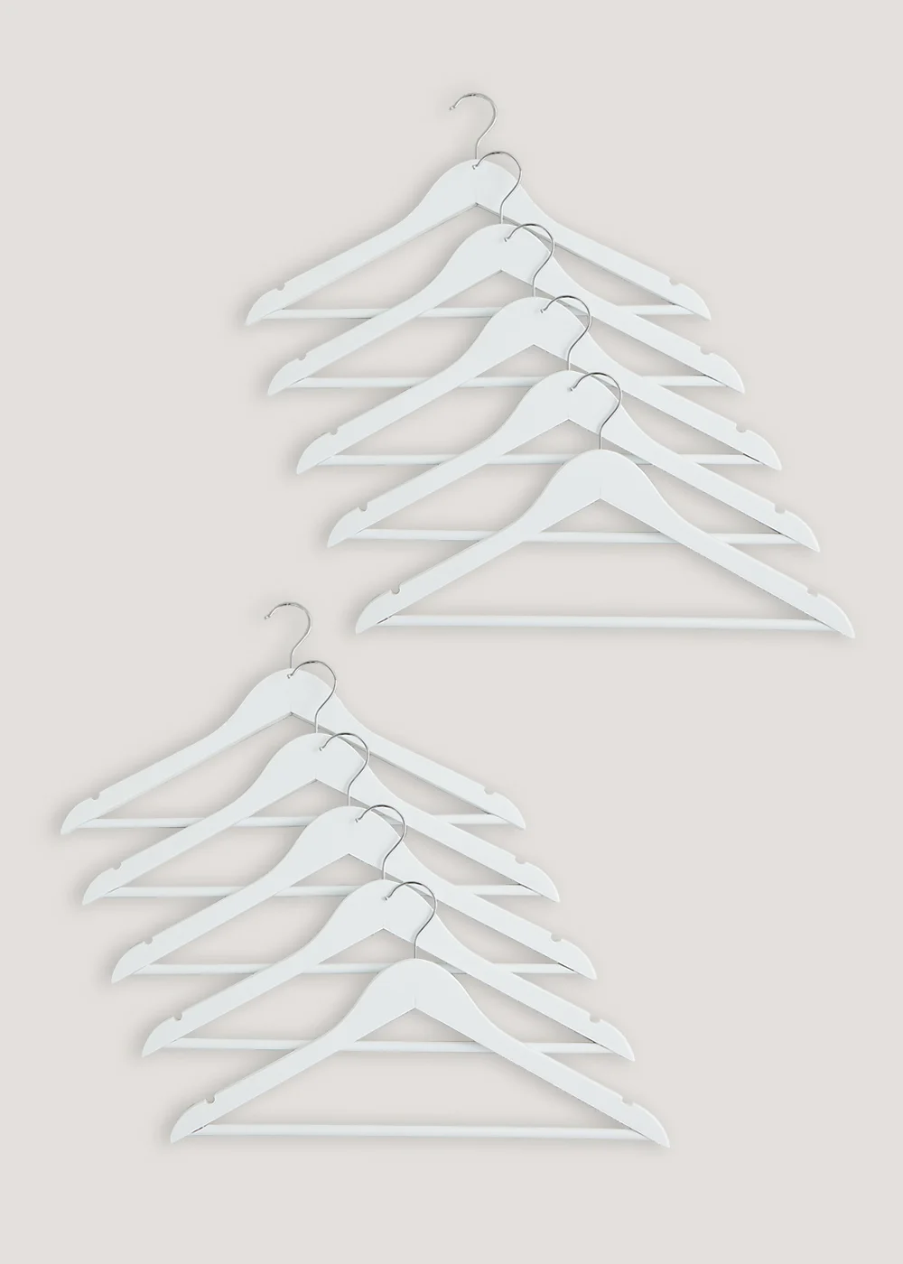 10 Pack White Wooden Hangers Image 1