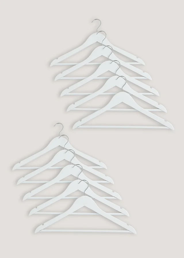 10 Pack White Wooden Hangers