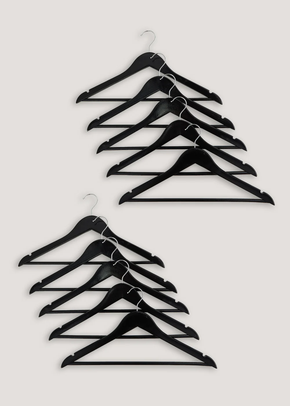 10 Pack Black Wooden Hangers (22.5cm x 44.5cm) Image 1