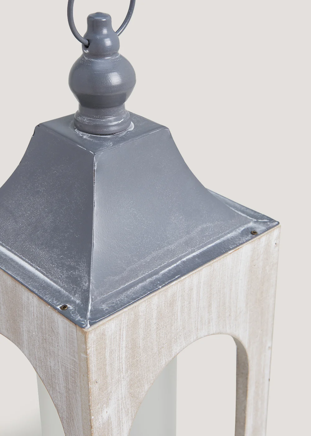 Metal & Wood Lantern (26cm x 37cm) Image 3