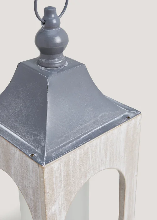 Metal & Wood Lantern (26cm x 37cm) Image 3