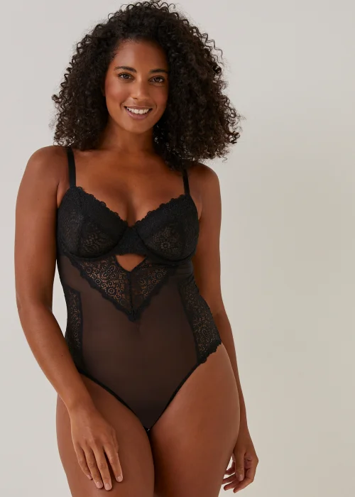 DD+ Black Non Padded Mesh Bodysuit - 32DD Image 1