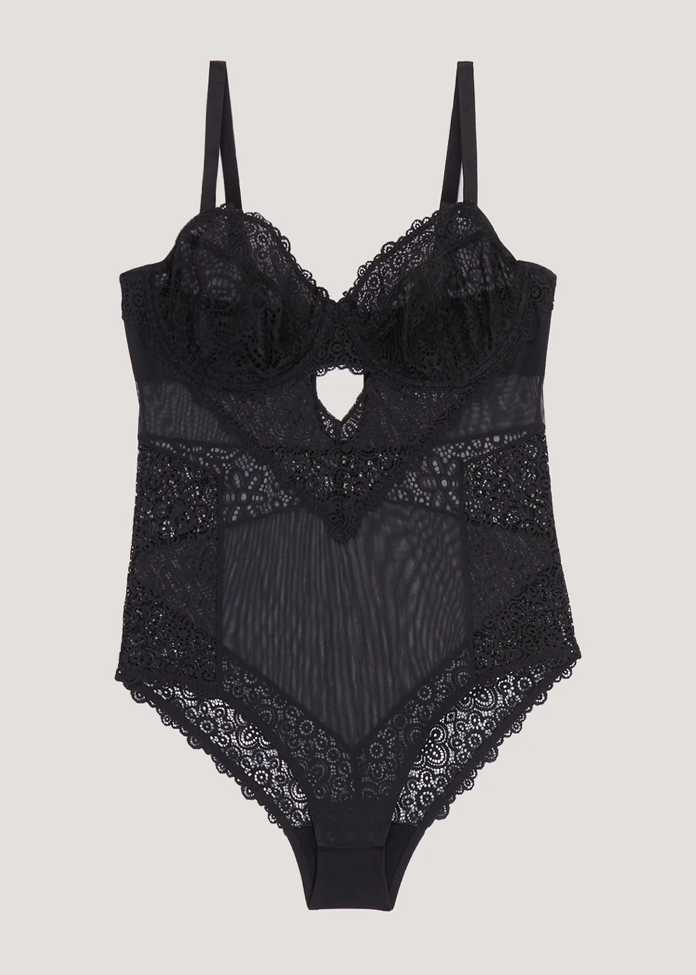 DD+ Black Non Padded Mesh Bodysuit - 32DD Image 2