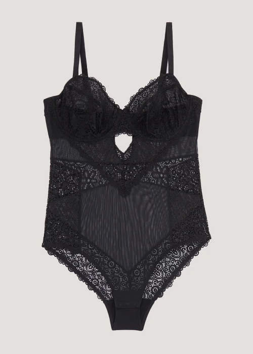 DD+ Black Non Padded Mesh Bodysuit - 32DD Image 2