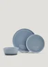 12 Piece Blue Lipped Dinner Set Image 1