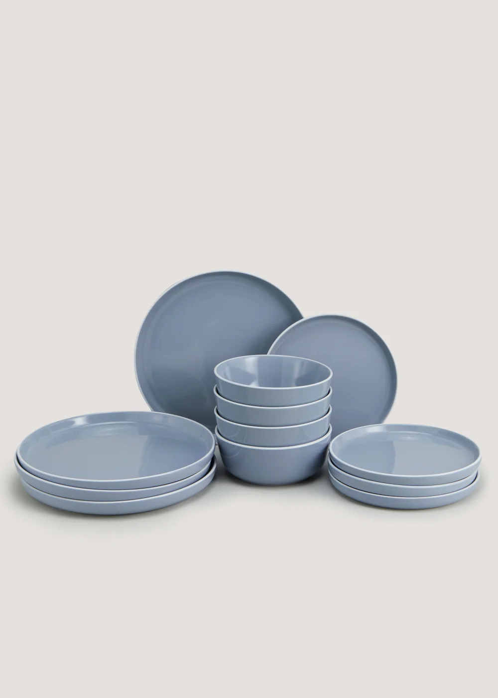 12 Piece Blue Lipped Dinner Set Image 2