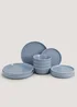 12 Piece Blue Lipped Dinner Set Image 2