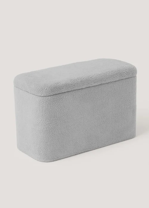 Grey Teddy Fleece Storage Ottoman (68cm x 31cm x 43cm) Image 1