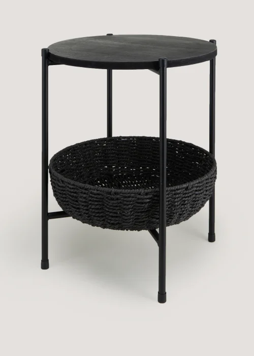 Black Paper Woven Side Table (37cm x 45cm) Image 1