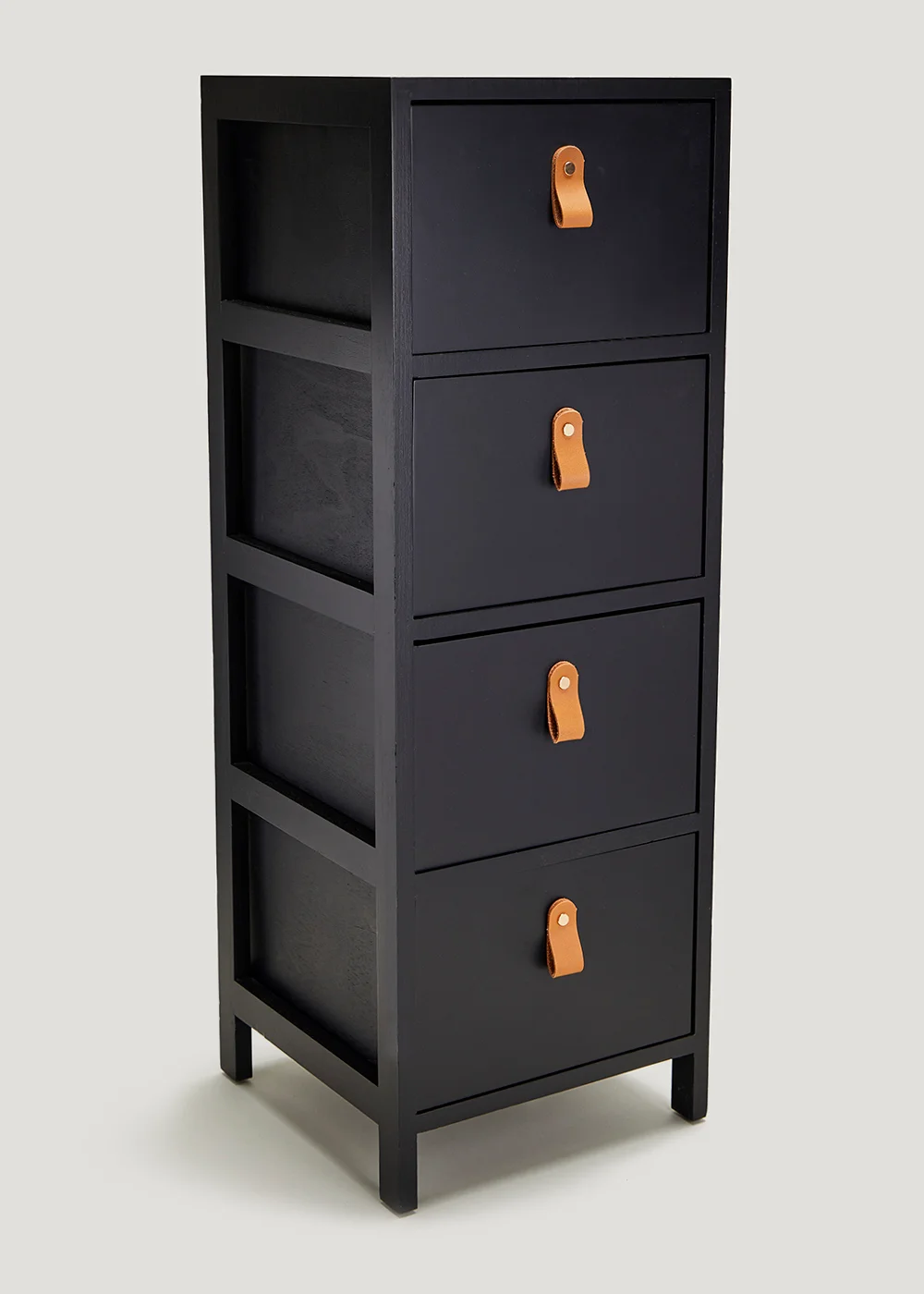 Black 4 Drawer Unit (29cm x 29cm x 82cm) Image 1