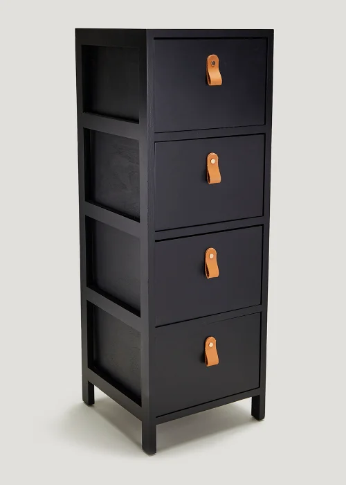 Black 4 Drawer Unit (29cm x 29cm x 82cm) Image 1