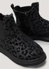 Girls Black Leopard Print Chelsea Boots (Younger 4-12) - Size 4 Infants Image 2