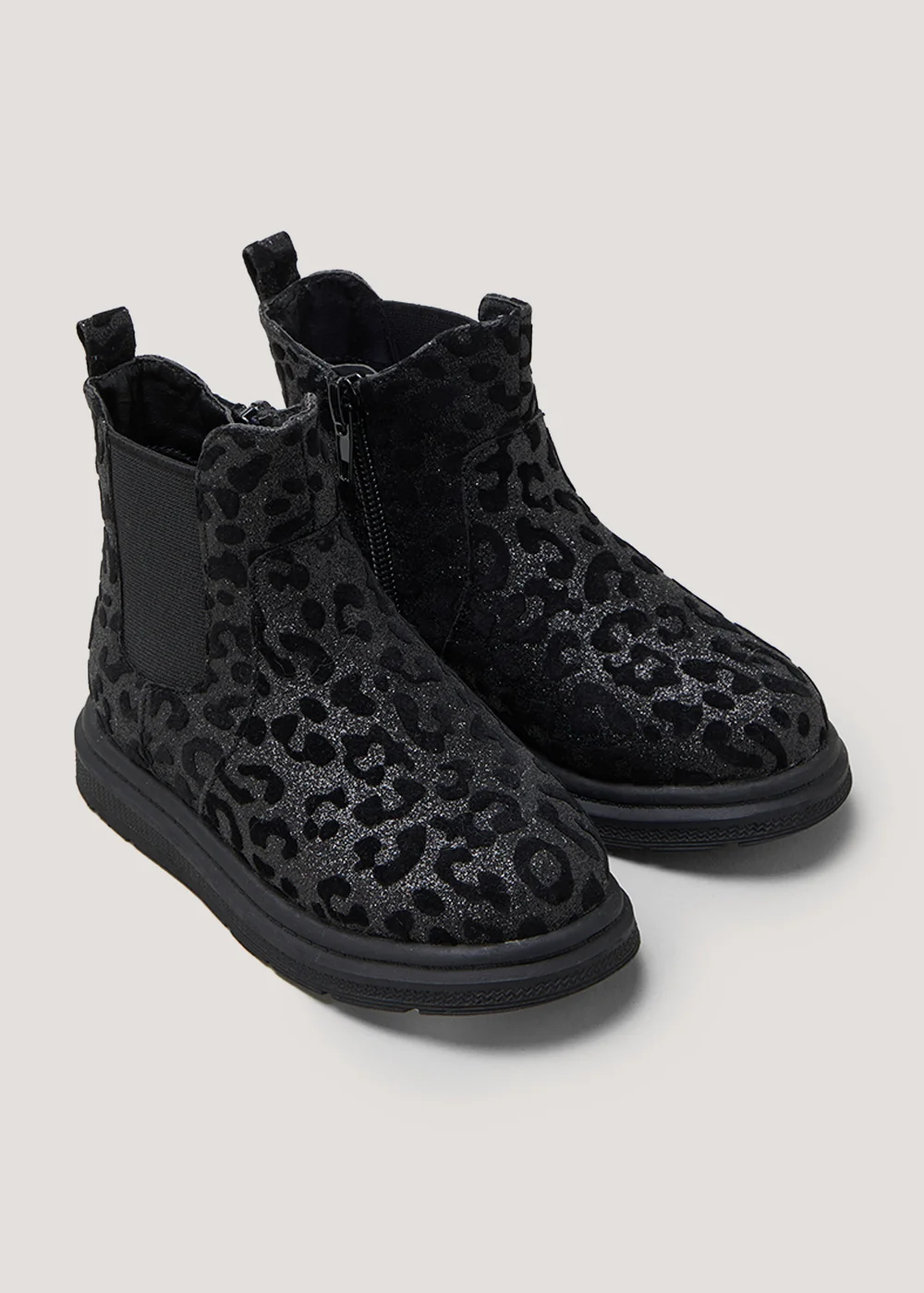 Girls Black Leopard Print Chelsea Boots (Younger 4-12) - Size 4 Infants Image 1