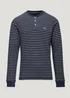 Lincoln Navy Stripe Textured Grandad Collar T-Shirt - S Image 2