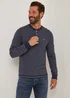 Lincoln Navy Stripe Textured Grandad Collar T-Shirt - S Image 1