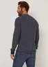 Lincoln Navy Stripe Textured Grandad Collar T-Shirt - S Image 3