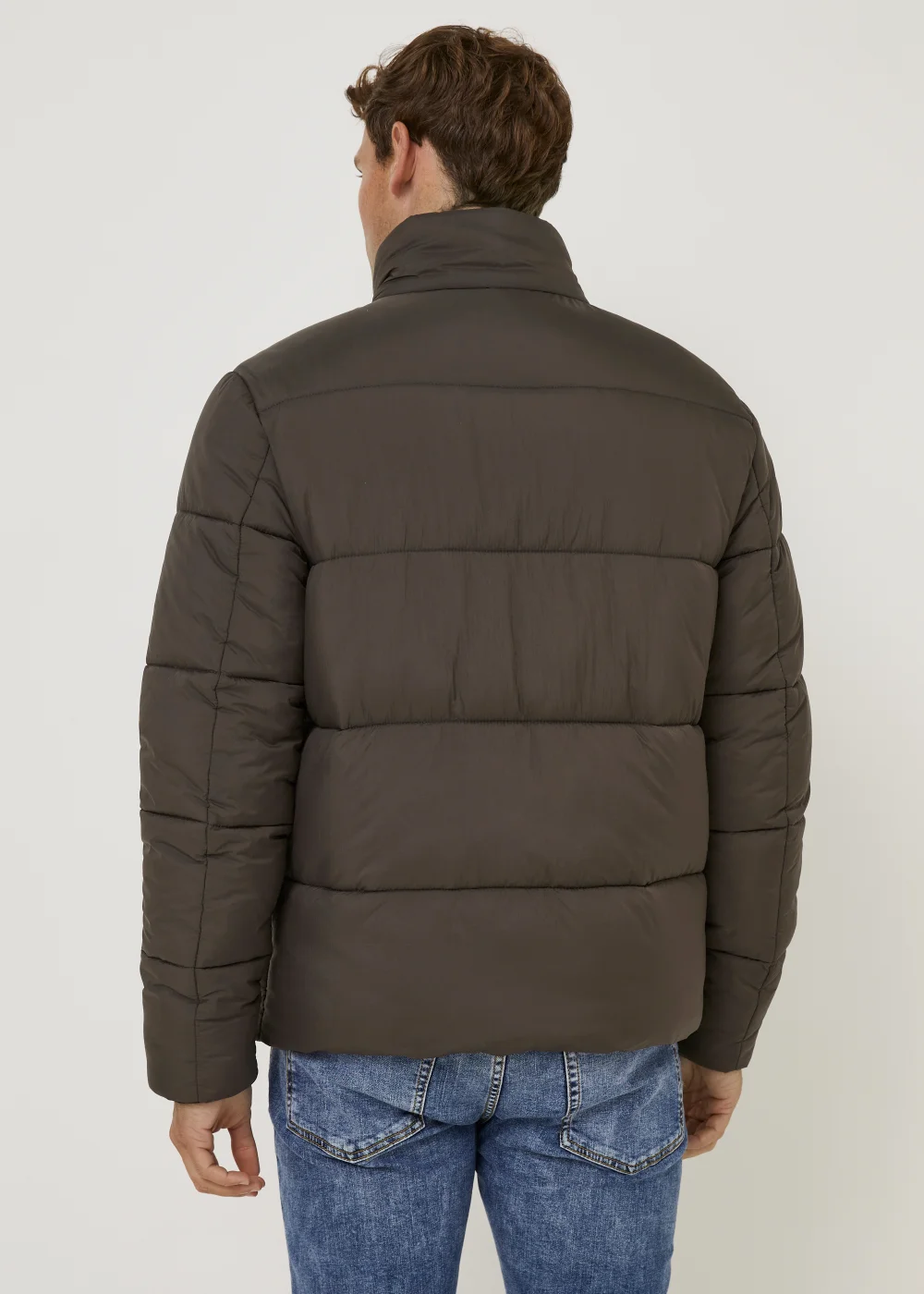 Brown Funnel Neck Puffer Coat - S Image 4
