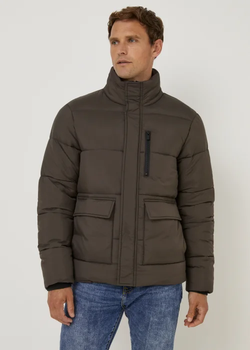 Brown Funnel Neck Puffer Coat - S Image 1