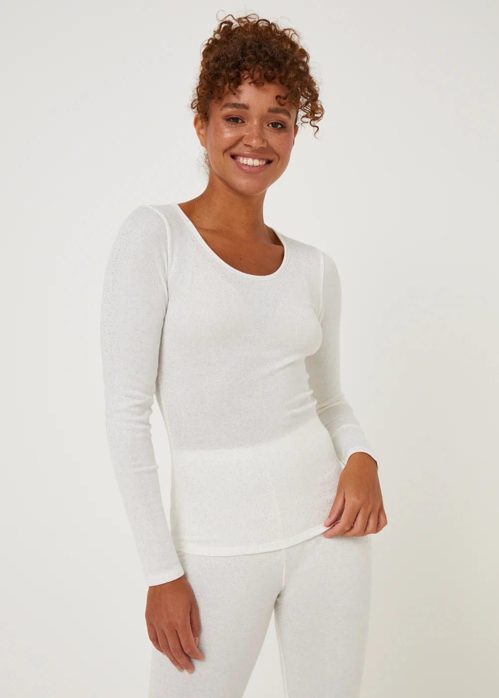Cream Thermal Long Sleeve Top - Size 8-10 Image 4
