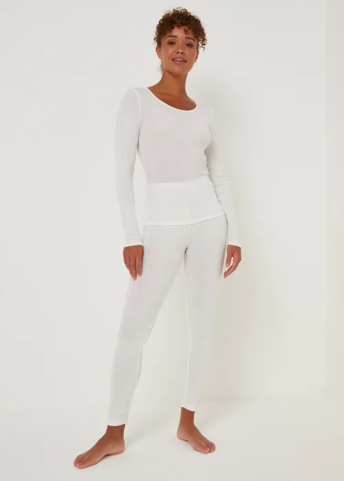 Cream Thermal Long Sleeve Top - Size 8-10 Image 3