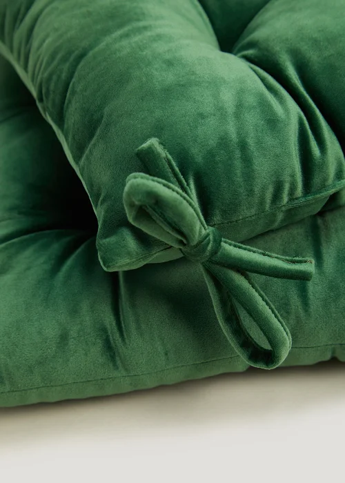 2 Pack Green Velvet Seat Pads (42cm x 42cm) Image 2