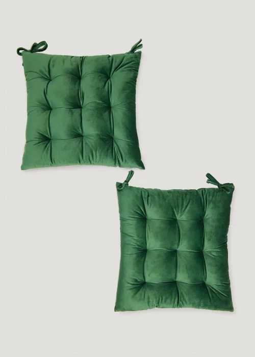 2 Pack Green Velvet Seat Pads (42cm x 42cm) Image 1