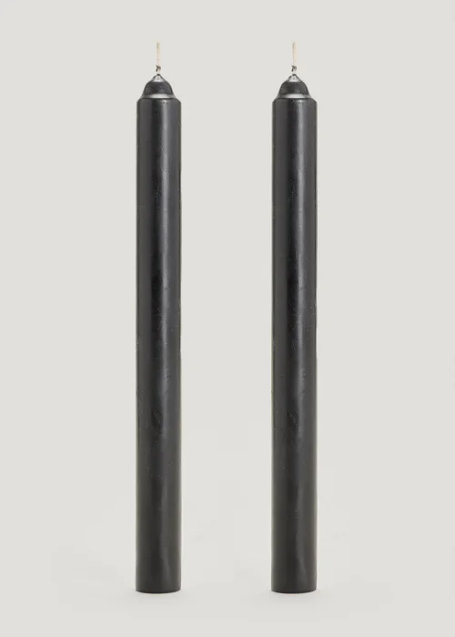 2 Pack Black Dinner Candles (12.5cm) Image 1