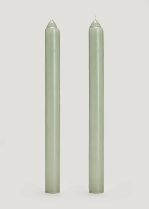 2 Pack Green Dinner Candles (12.5cm) Image 1