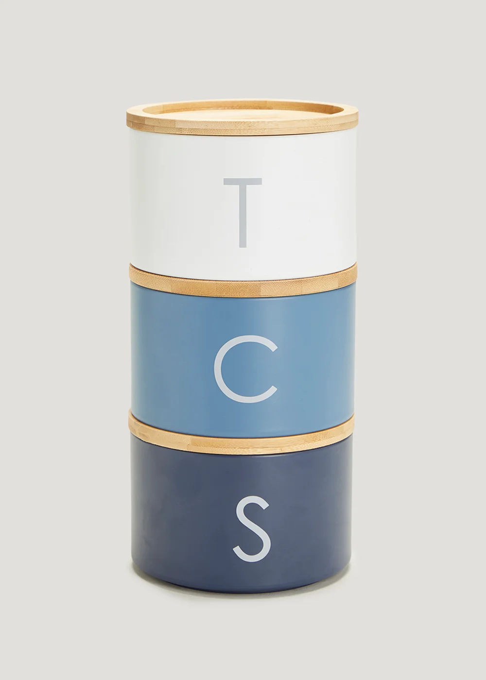 Metal Stackable Tea Coffee & Sugar Canisters (27cm x 13.5cm) Image 1