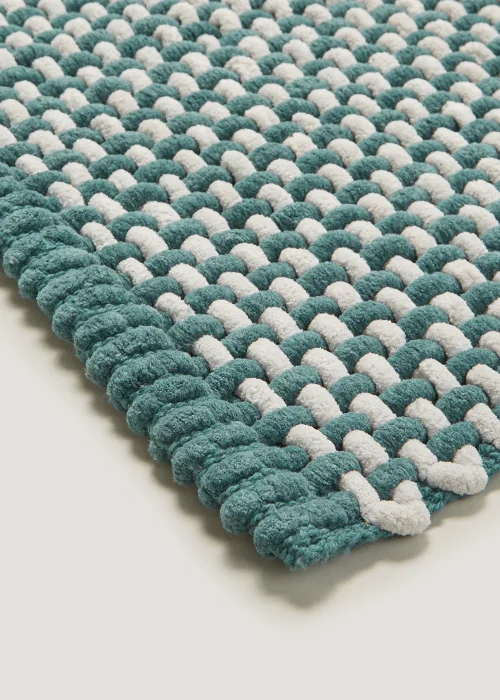 Teal Woven Chenille Bath Mat (50cm x 80cm) Image 2