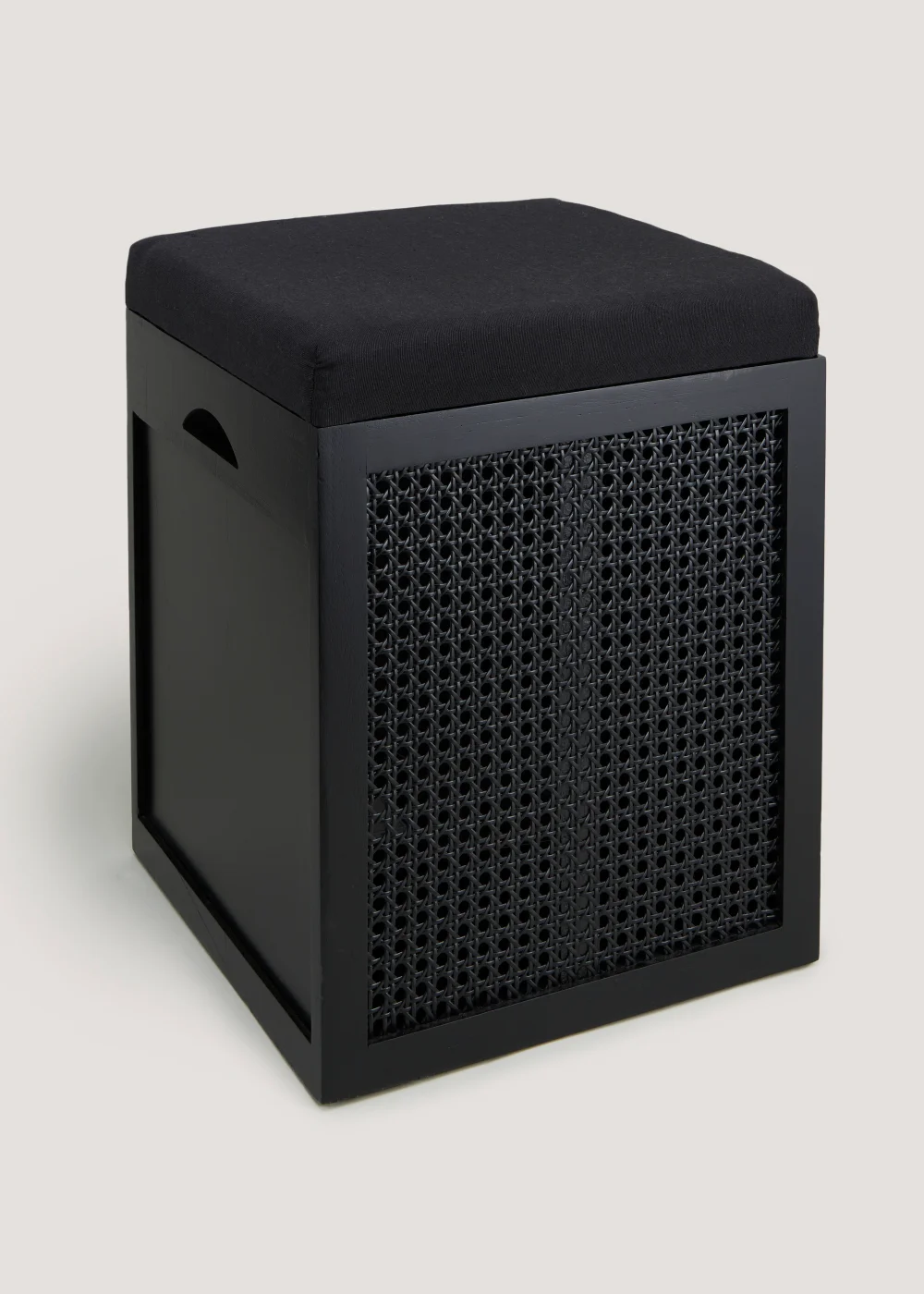 Black Cane Storage Pouffe (34cm x 34cm x 43cm) Image 1