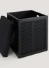 Black Cane Storage Pouffe (34cm x 34cm x 43cm) Image 2