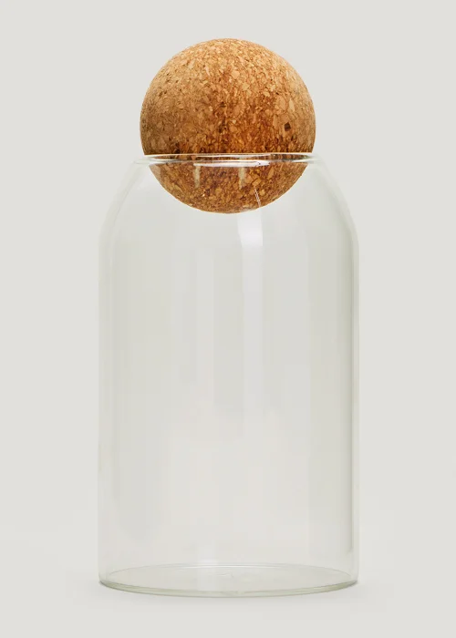 Glass Canister With Round Cork Lid - Medium Image 1