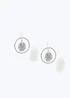 Silver Double Circle Drop Earrings - One Size Image 1