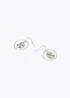 Silver Double Circle Drop Earrings - One Size Image 2