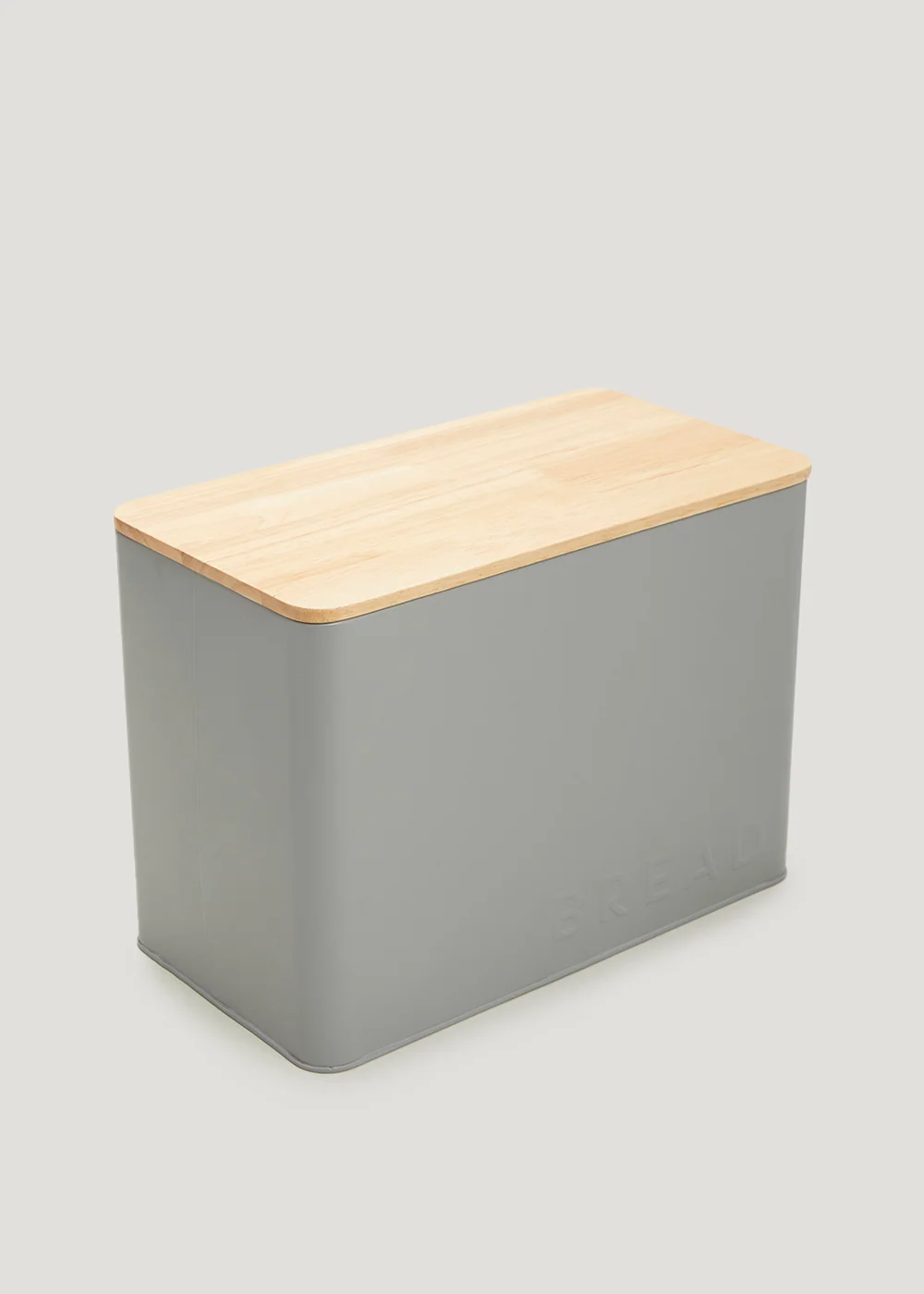 Grey Metal Lidded Bamboo Bread Bin (33cm x 24cm) Image 1