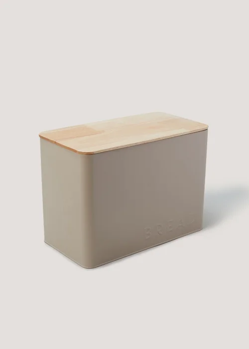Natural Metal Lidded Bamboo Bread Bin (33cm x 24cm) Image 1