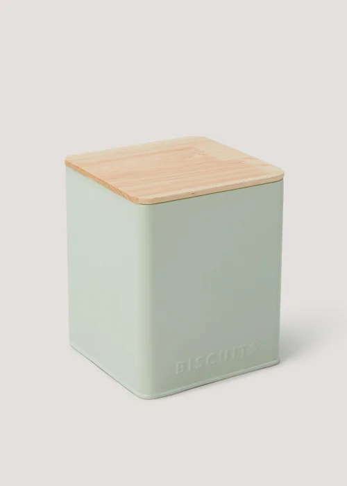 Green Metal Lidded Biscuit Tin (14cm x 16.5cm) Image 1