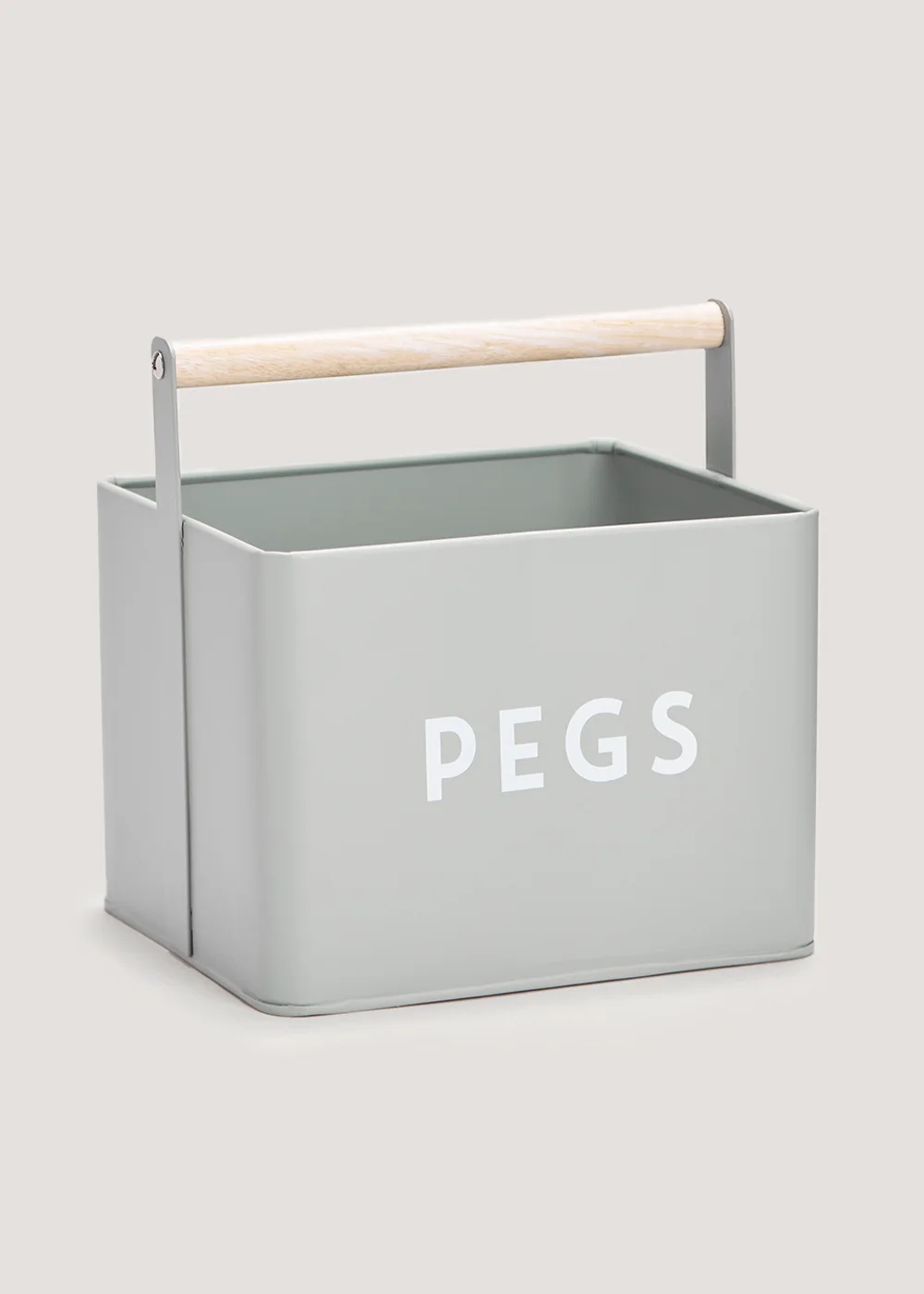 Grey Metal Peg Tin (19cm x 18cm x 15cm) Image 1