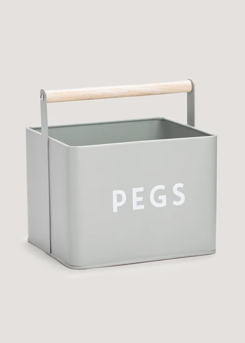 Grey Metal Peg Tin (19cm x 18cm x 15cm) Image 1