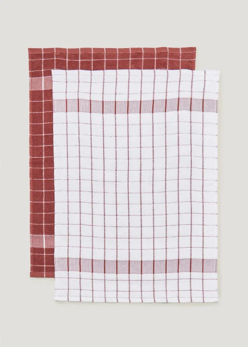 2 Pack Berry Check Jumbo Terry Tea Towels (50cm x 70cm) Image 1