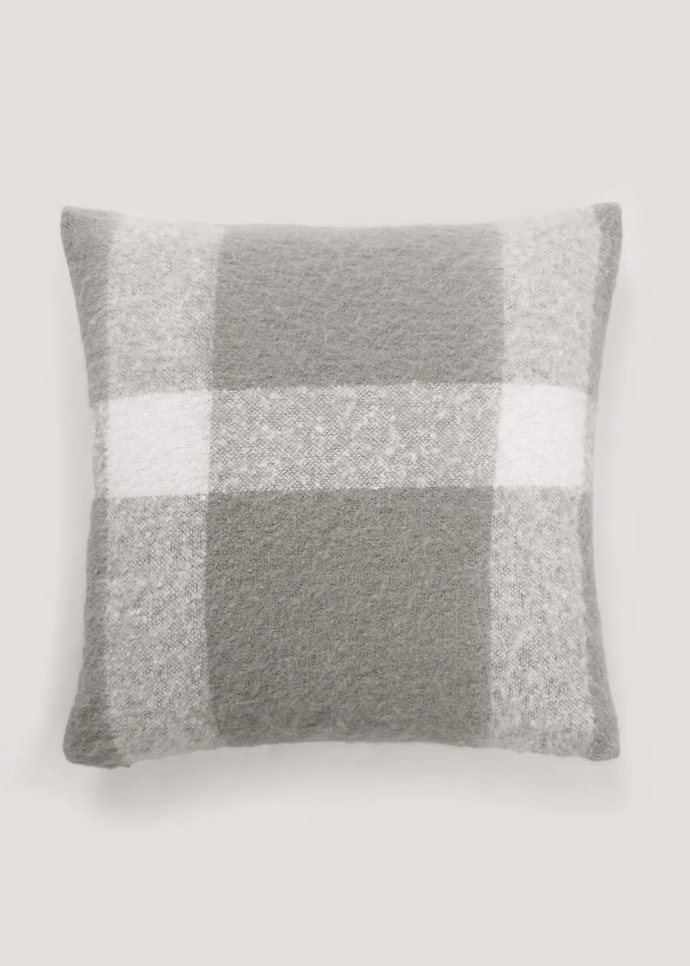 Grey Check Faux Mohair Cushion (43cm x 43cm) Image 1