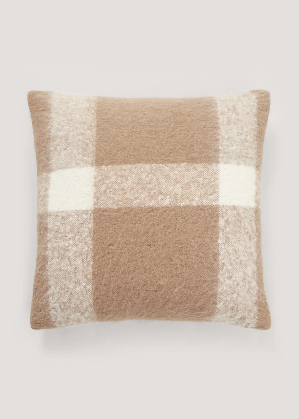 Natural Check Faux Mohair Cushion (43cm x 43cm) Image 1