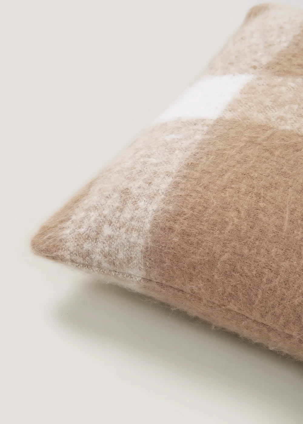 Natural Check Faux Mohair Cushion (43cm x 43cm) Image 2