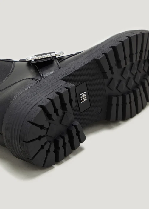 Head Over Heels Black Diamante Brooch Ankle Boots - Size 3 Image 2